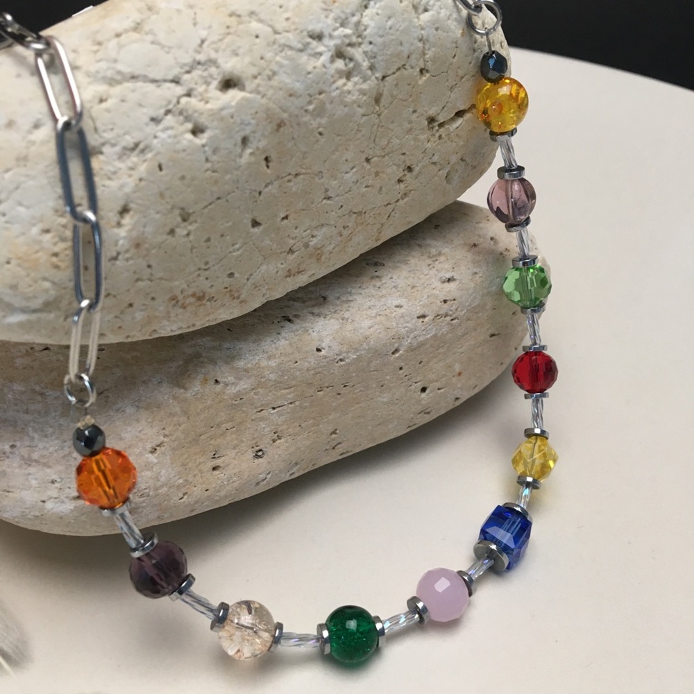 Gardgy Handmade Necklace multicolor glass steel fashion jewelry gift - Picture 2 of 3